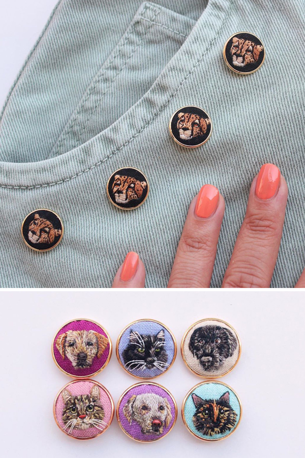 Embroidered pins by Irem Yazici