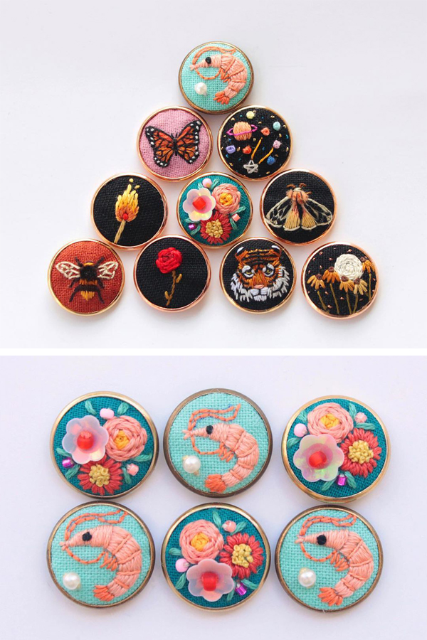 Embroidered pins by Irem Yazici