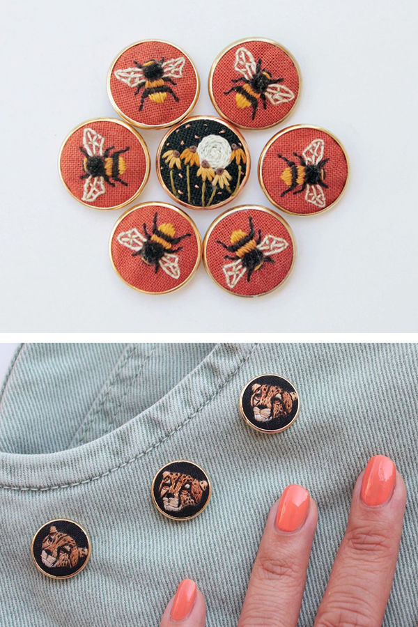 Embroidered pins by Irem Yazici