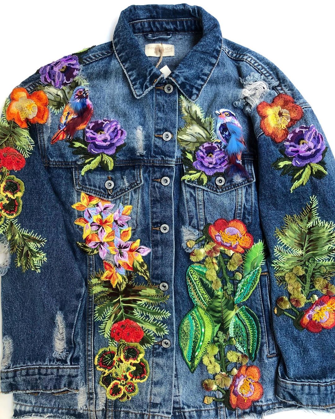 Colorful Embroideries Transforms Humble Denim Jackets into Wearable Works  of Art - Brown Paper Bag