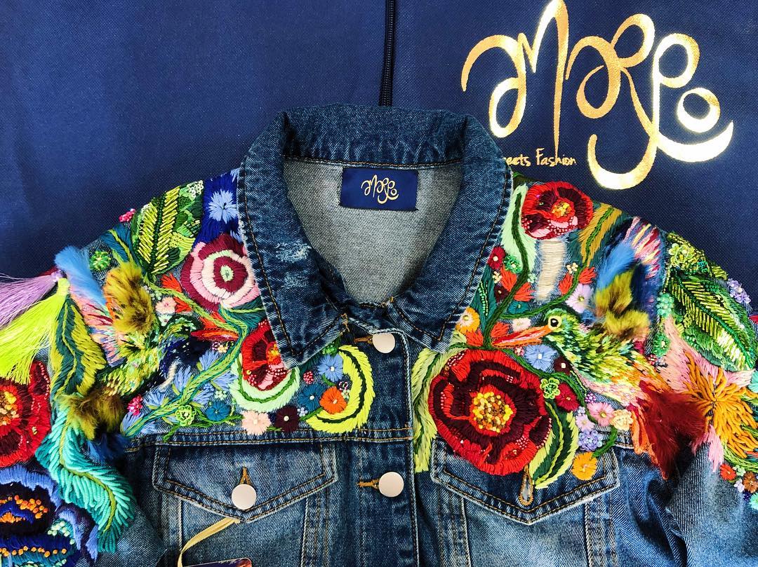 Embroidered denim jacket by Amarpo