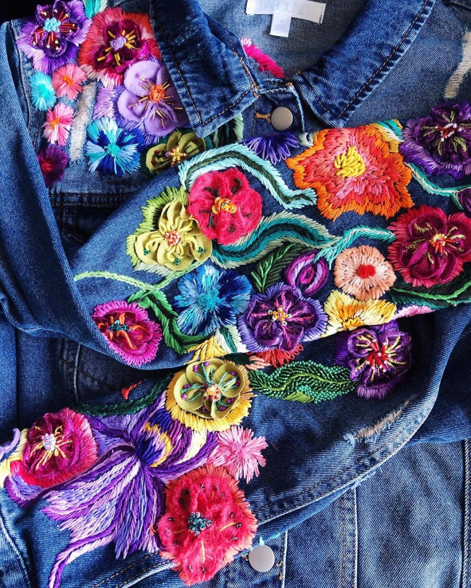 Embroidered denim jackets are transformed into wearable works of art