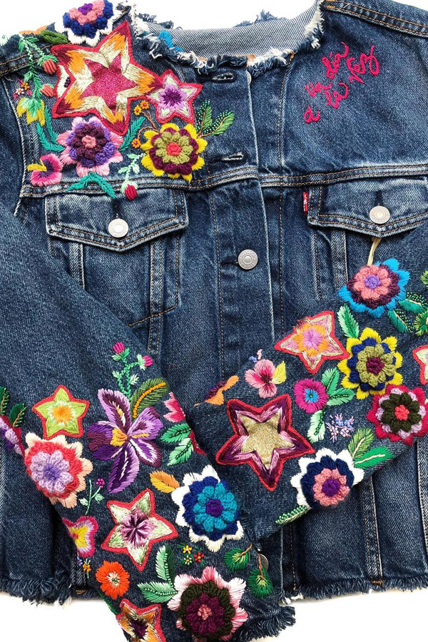 Embroidered denim jacket by Amarpo