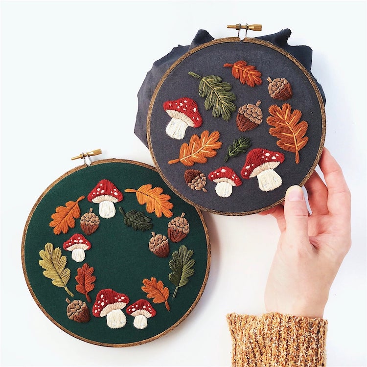 Fall embroidery pattern