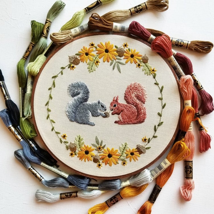 Fall embroidery pattern