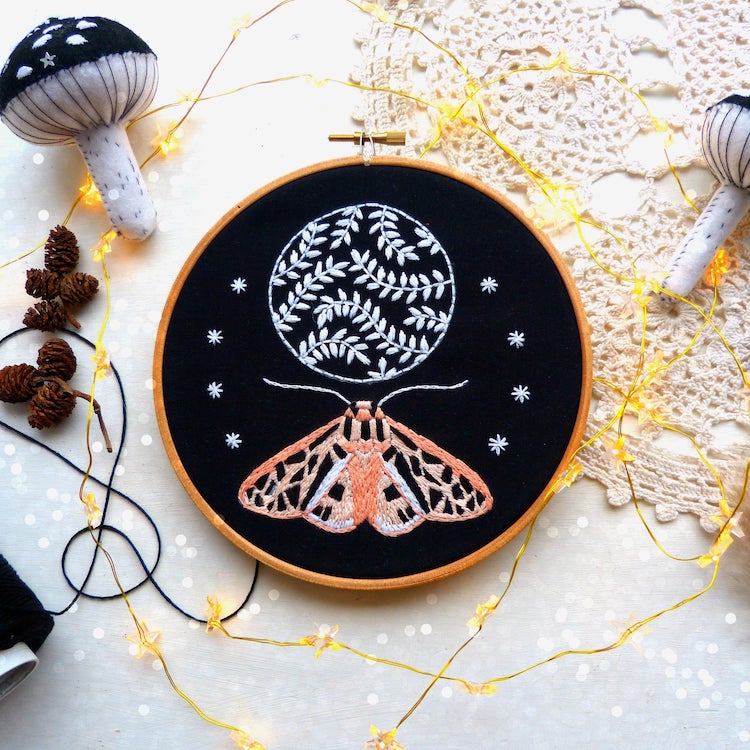Moth embroidery pattern