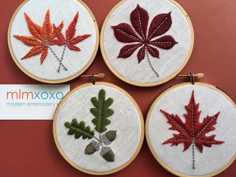 Fall leaf embroidery patterns