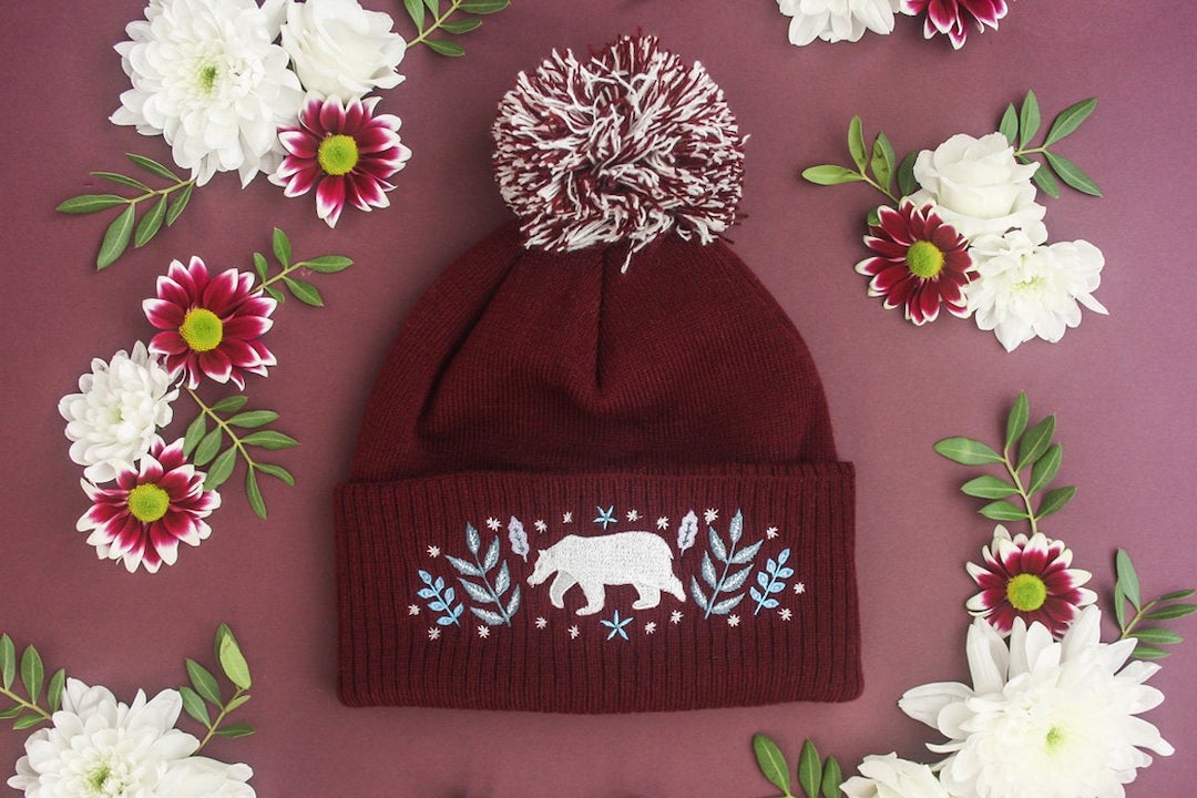 Polar bear embroidered hat