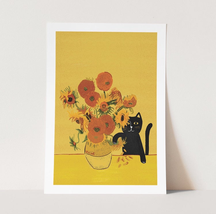 Sunflower Cat print by Niaski