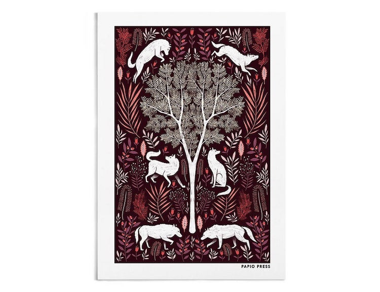 Folk wolf art print