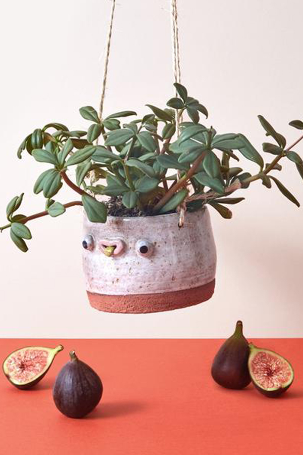 Ceramic face planters with googly eyes