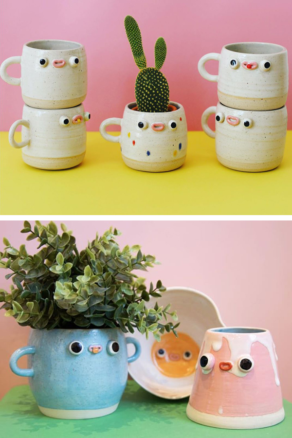 Quirky ceramics with faces