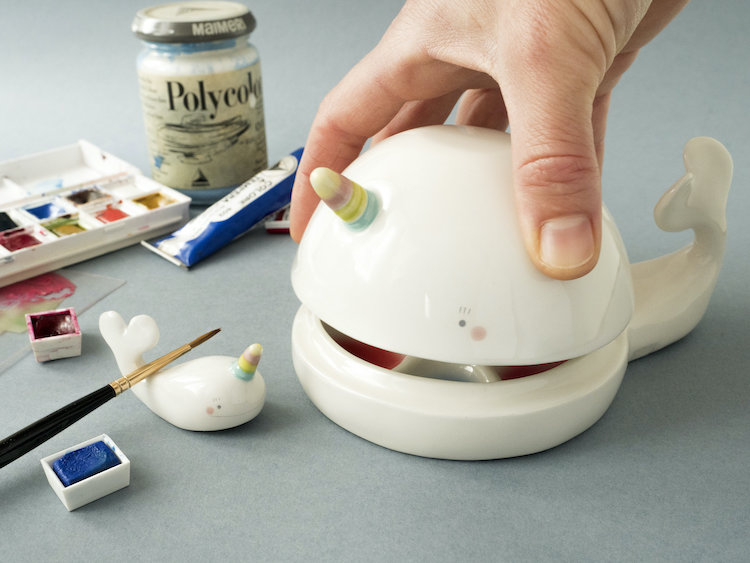 Narwhal-shaped ceramic palette