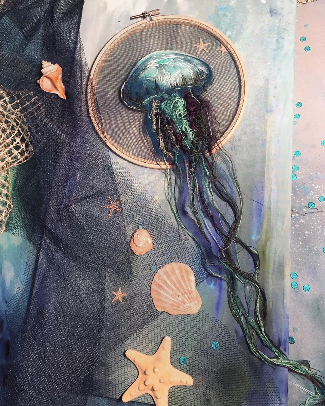 Jellyfish embroidery by Yuliya Kucherenko