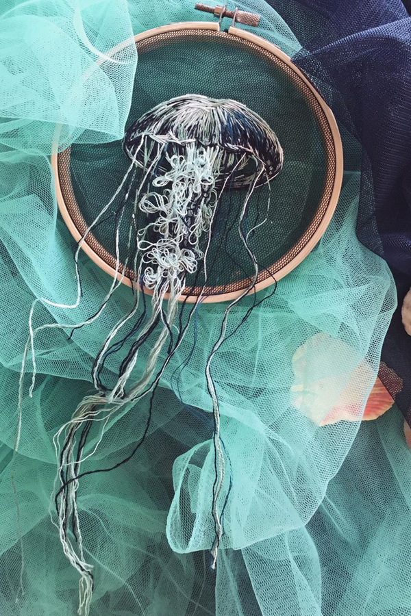 Jellyfish embroidery by Yuliya Kucherenko