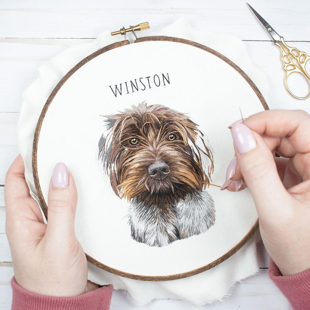 Hand embroidery pet portraits