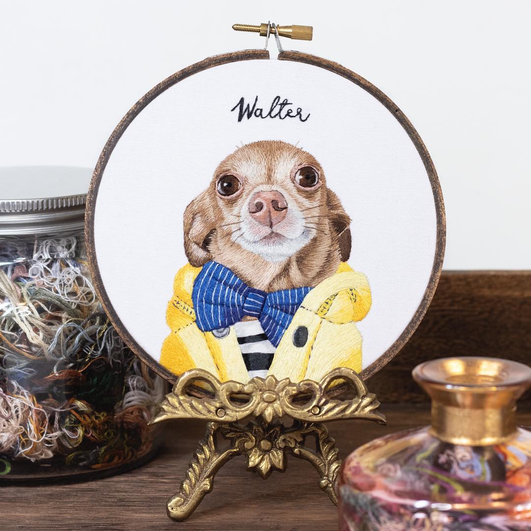 Hand embroidery pet portraits