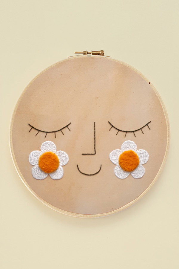 Happy embroidery hoop art