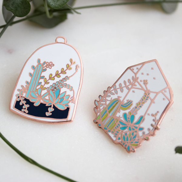 Terrarium enamel pins