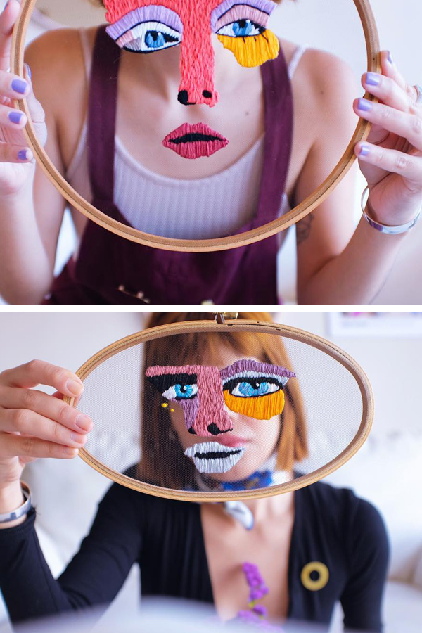 Hand Embroidered Faces