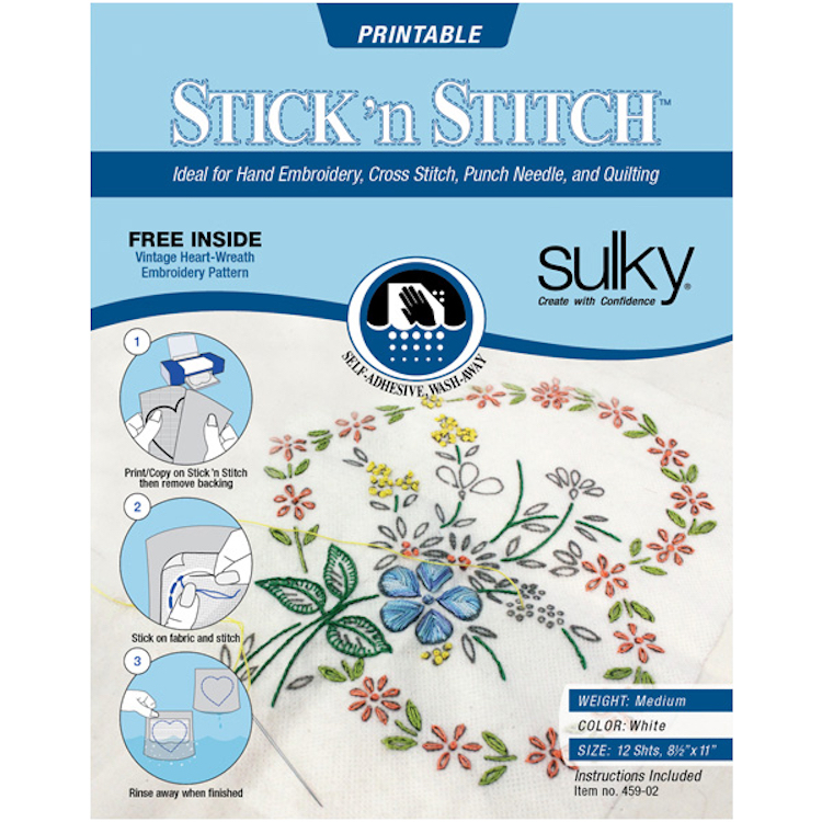 Stick and Stitch Stabilizer for Hand Embroidery