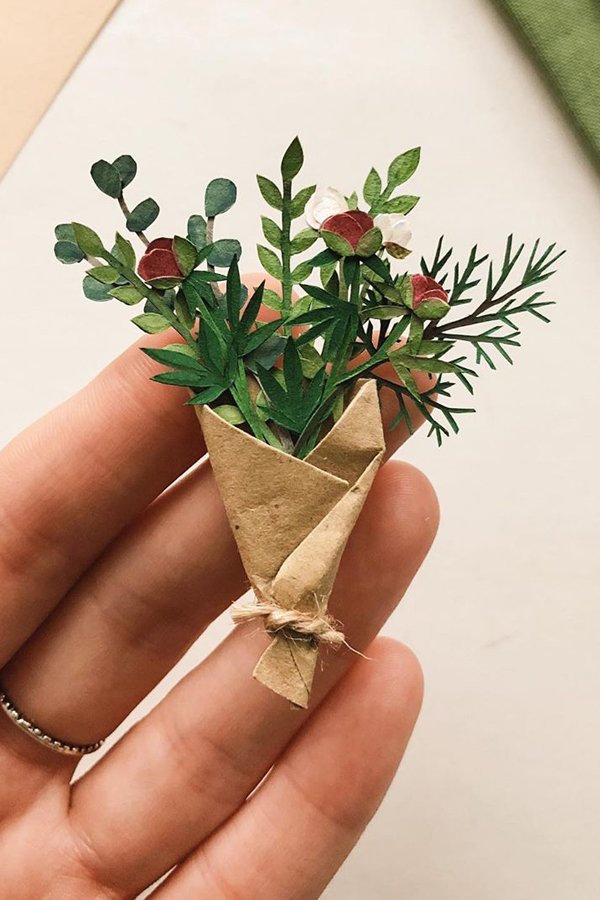 Tiny cut paper flowers