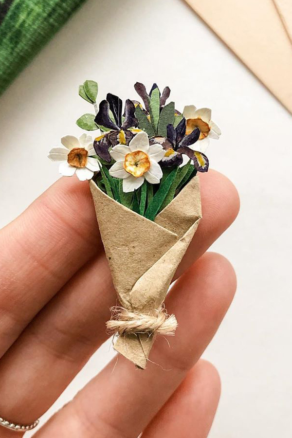Tiny cut paper flowers