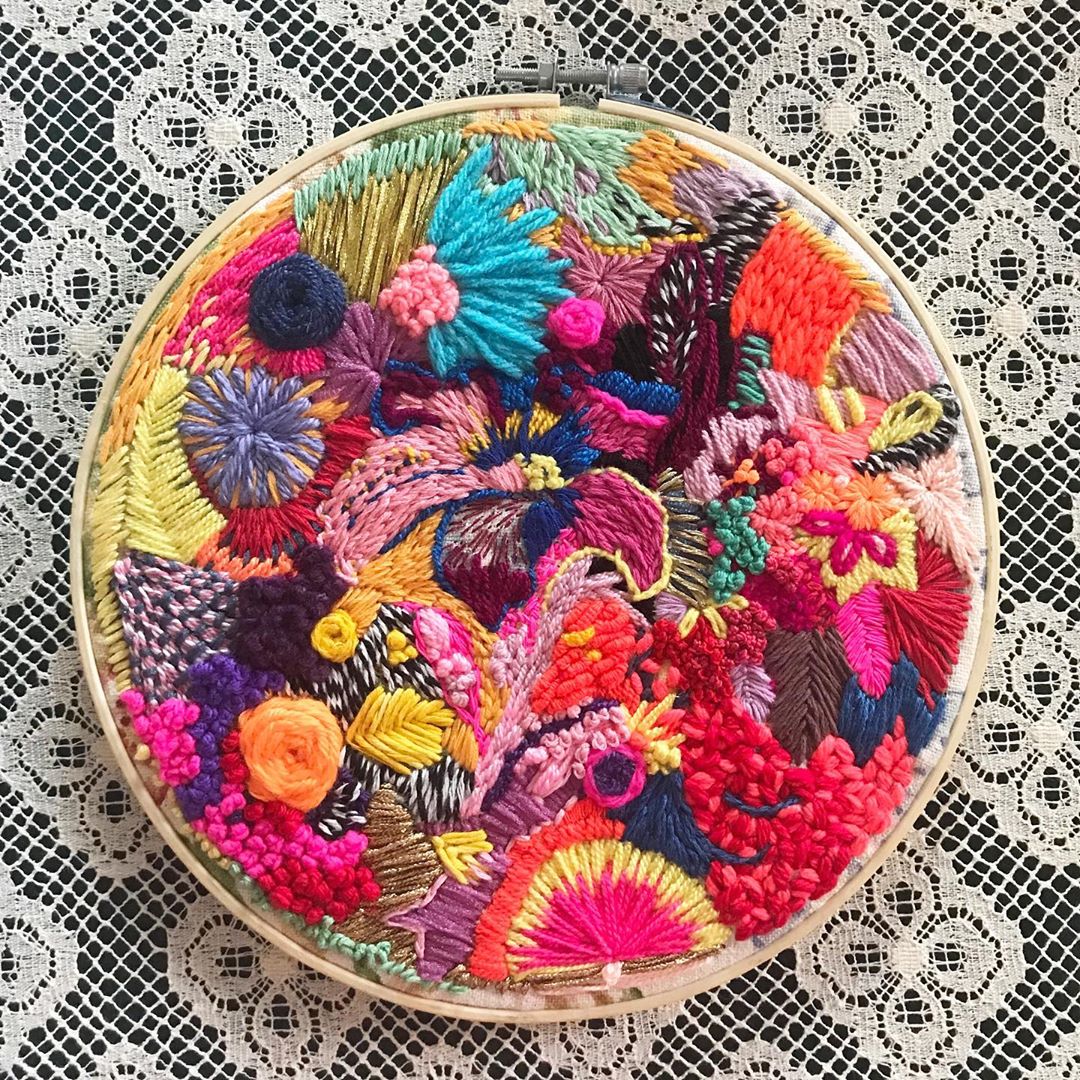 Hand embroidery art by Daniela Cermenati