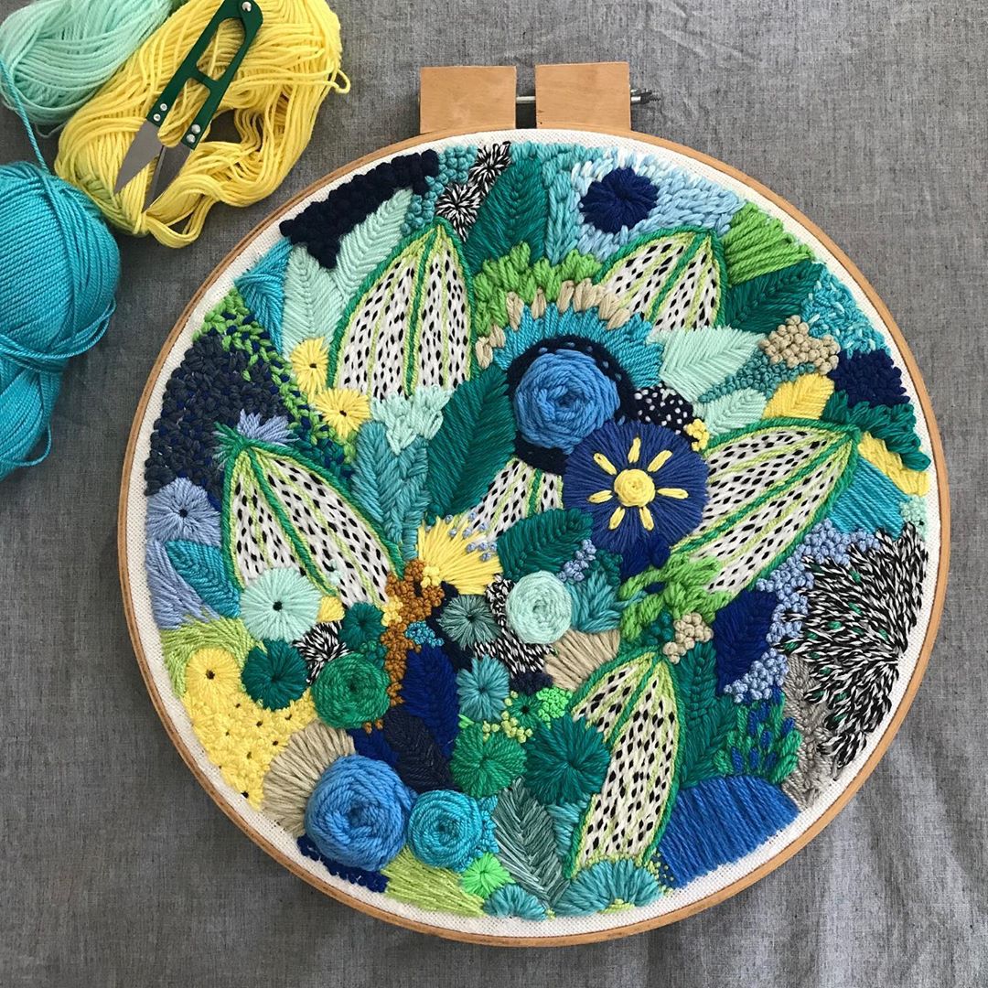 Hand embroidery art by Daniela Cermenati