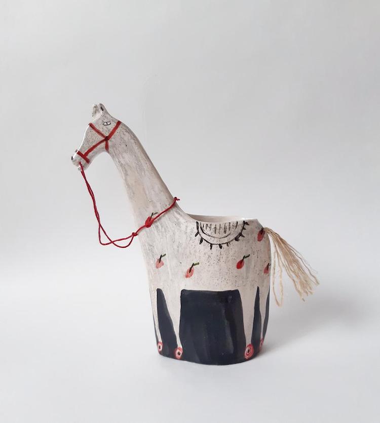 Horse ceramic vase