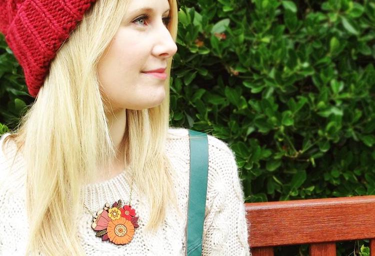 Wooden flower necklace