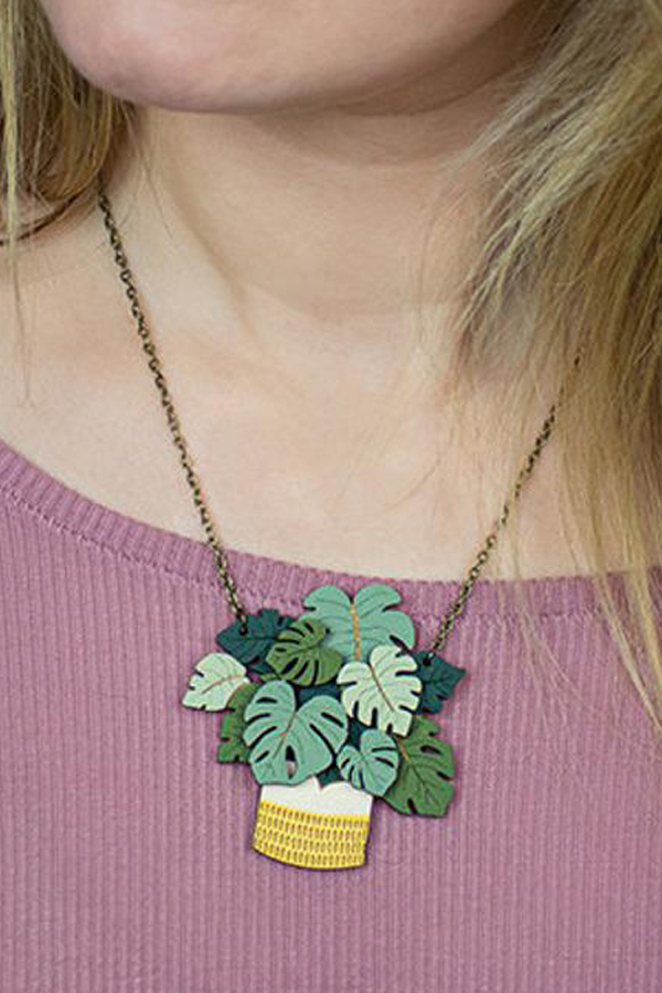 Houseplant wooden necklaces