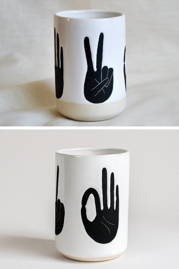 Illustrated ceramic cup