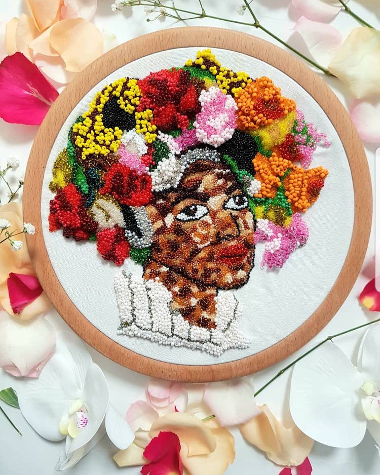 Bead embroidery by Celia Jayi