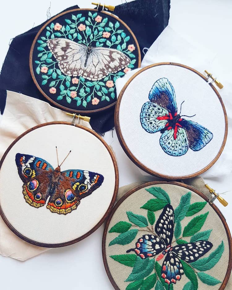 Butterfly embroidery by Georgie K. Emery