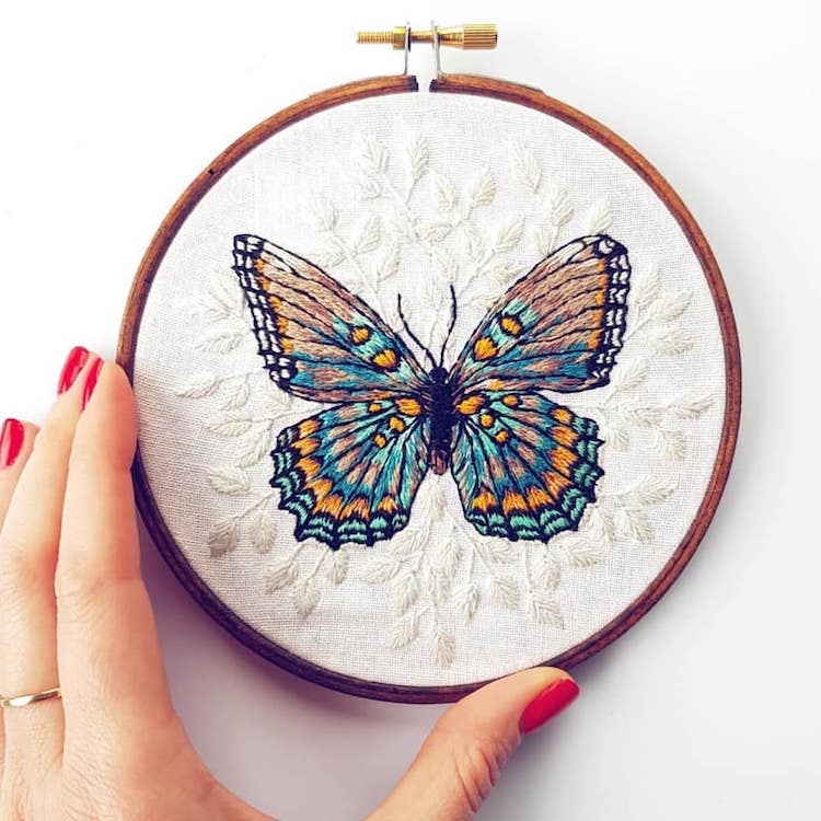 Butterfly embroidery by Georgie K. Emery