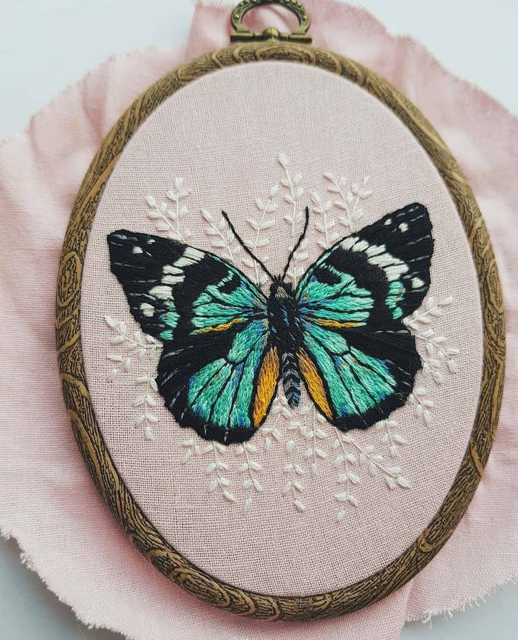 Butterfly embroidery by Georgie K. Emery