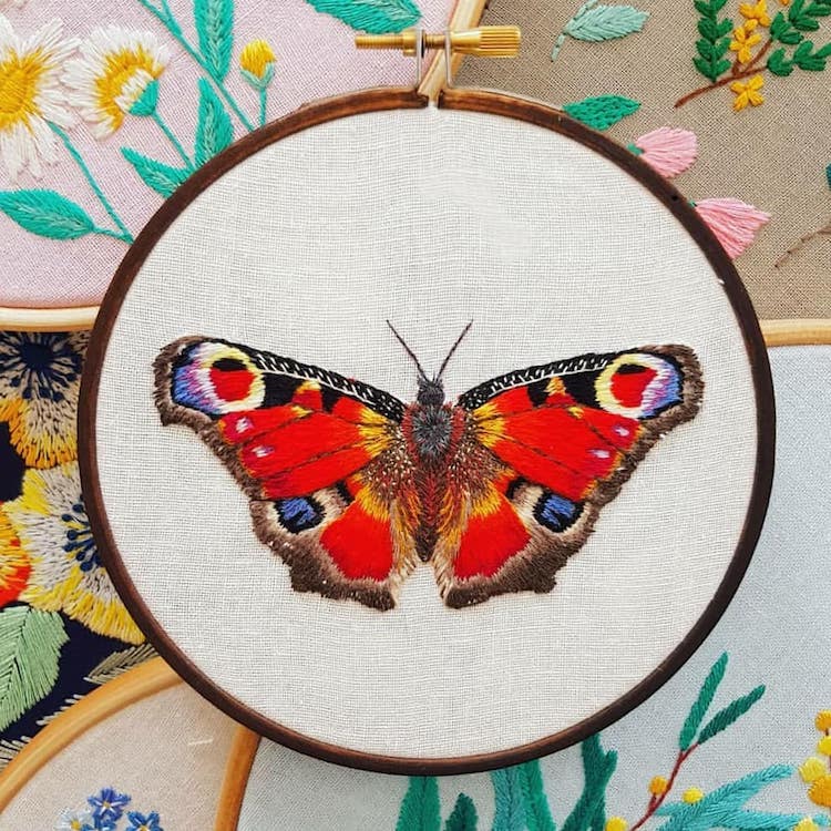 Butterfly embroidery by Georgie K. Emery