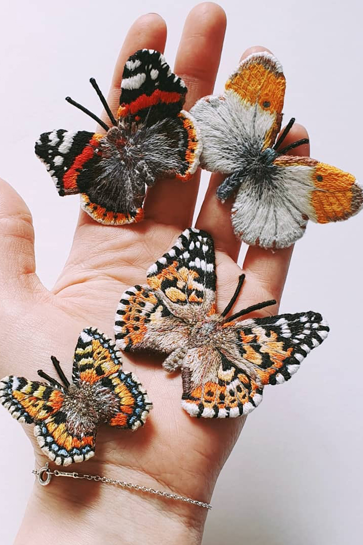 Butterfly embroidery by Georgie K. Emery