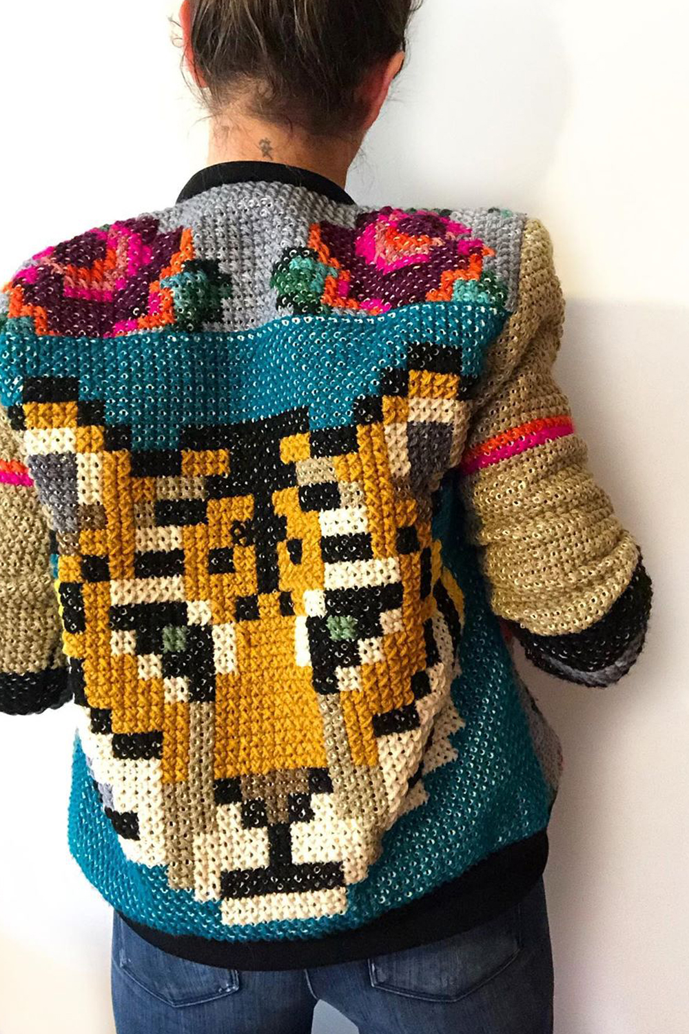 Cross stitch jacket by Ignacia Jullian and Manosalaaguja