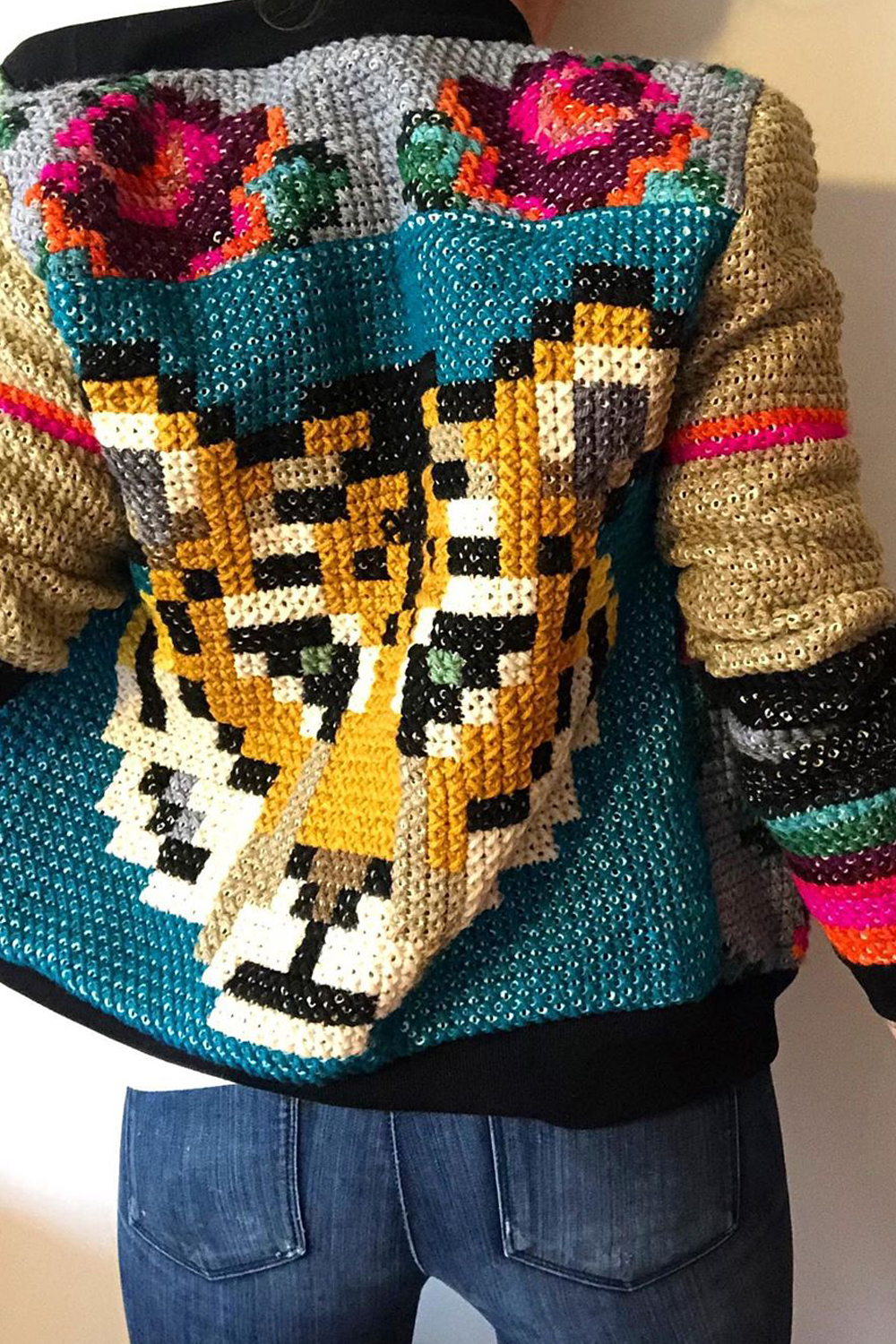 Cross stitch jacket by Ignacia Jullian and Manosalaaguja