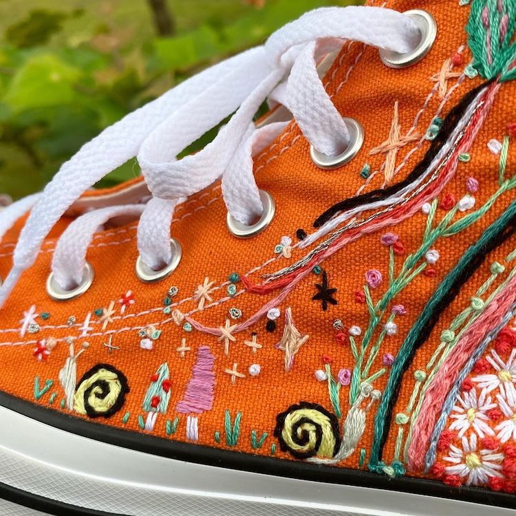 Embroidery on shoes