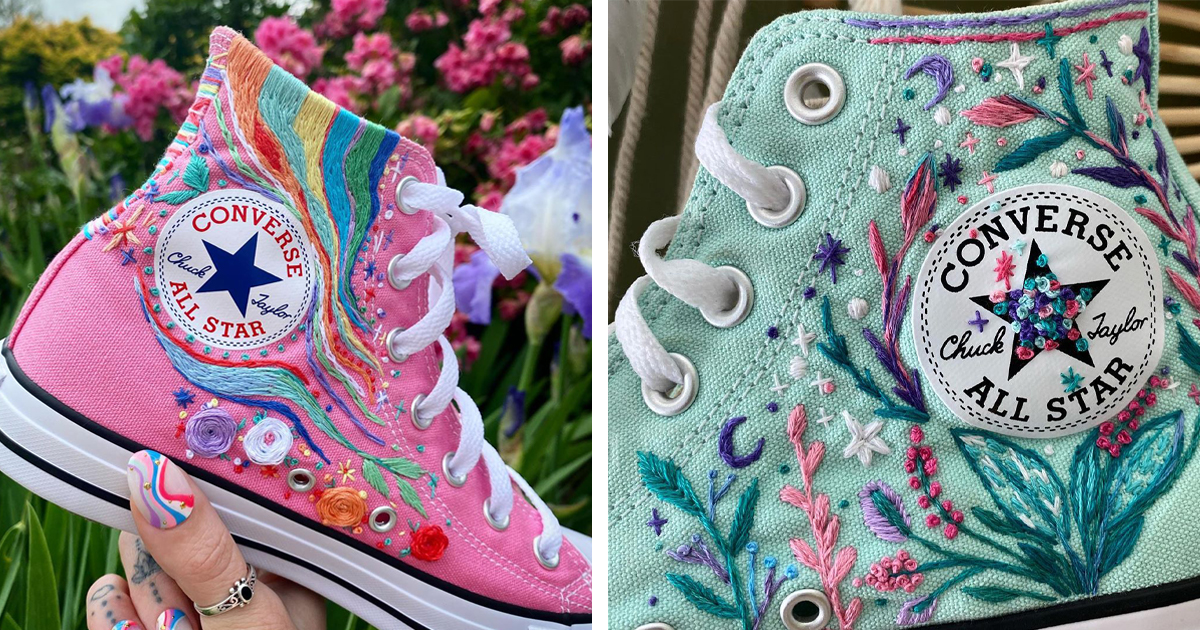 Embroidery on Shoes Reimagines the Iconic Converse High Top Embroidery on Shoes Reimagines the Iconic Converse High Top