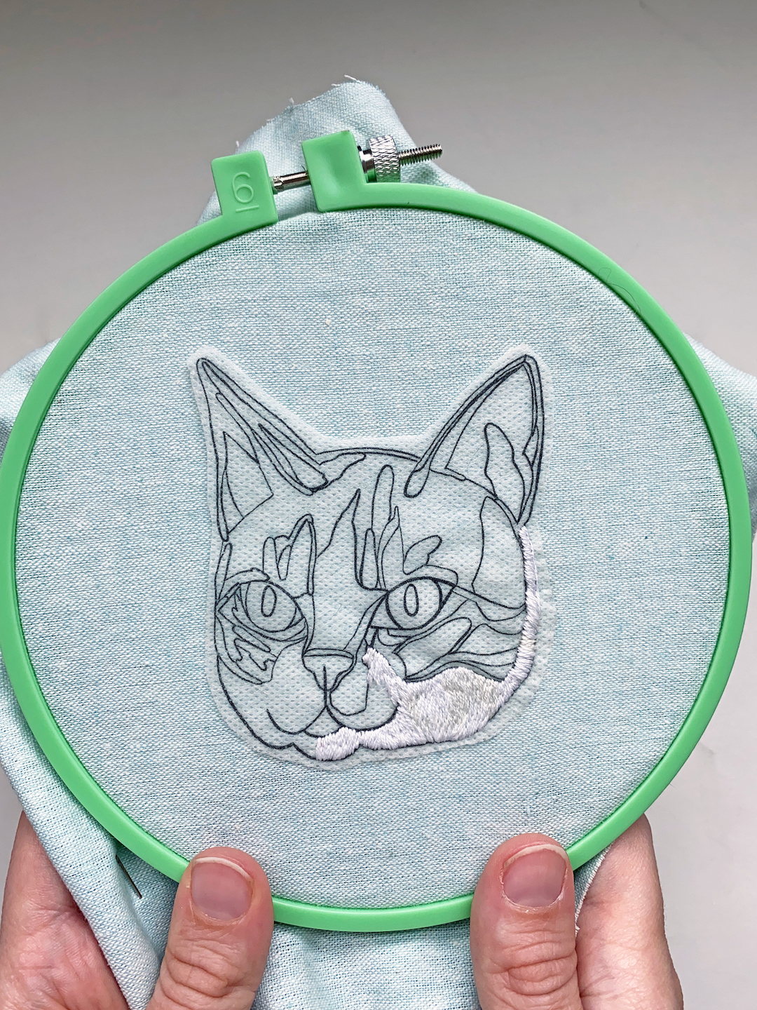 Custom embroidered patch of a cat