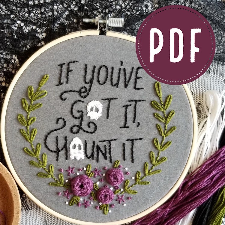 Downloadable embroidery pattern with the phrase 