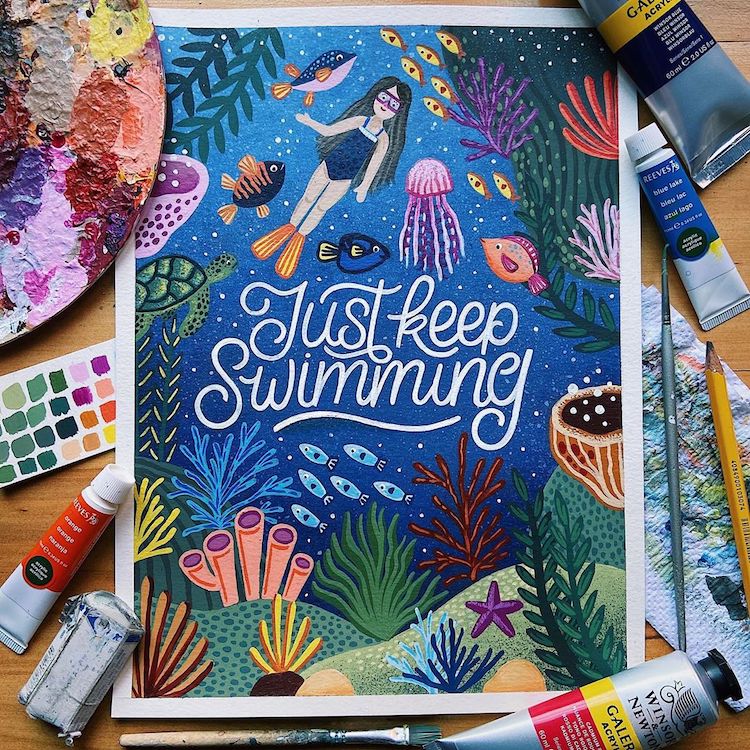 Hand lettered illustration by Macarena Chomik