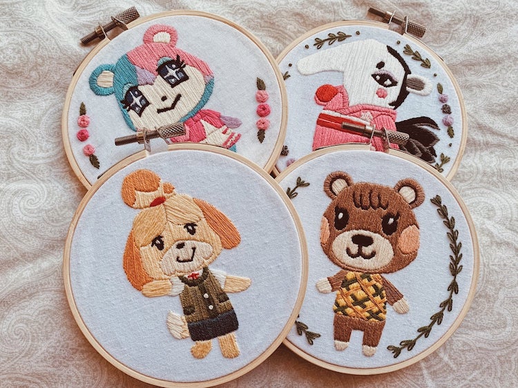 Animal Crossing embroideries