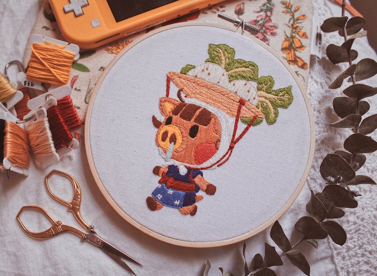Animal Crossing embroidery