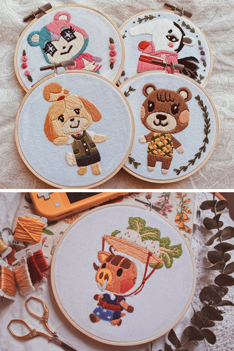 Animal Crossing embroidery