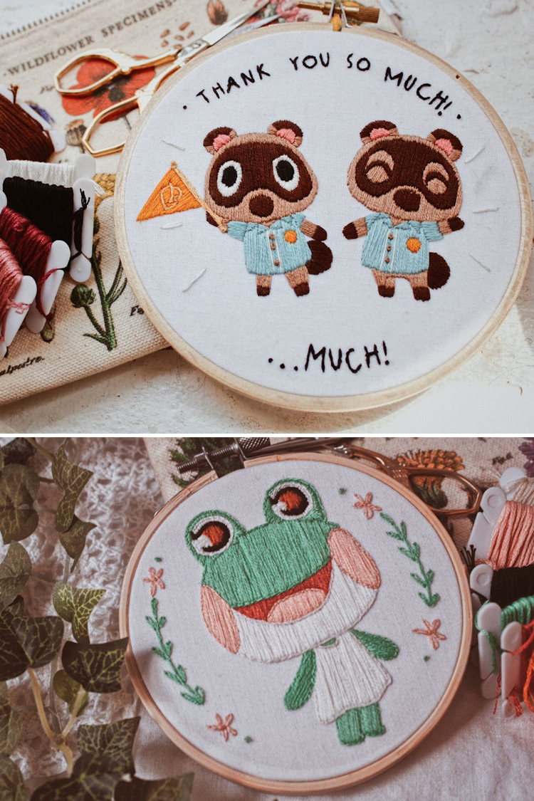 Animal Crossing embroidery